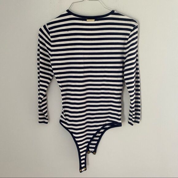 Michael Michael Kors Women’s Crew Neck Striped Long Sleeve Bodysuit - Picture 4 of 4